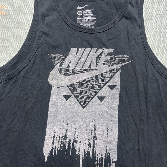Nike tank top sleeveless shirt swoosh spell out check logo cotton black XXL - Picture 2 of 4
